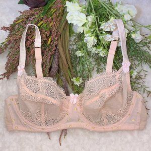 Mimi Holliday Blush Underwire Lace Bra 38D EUC